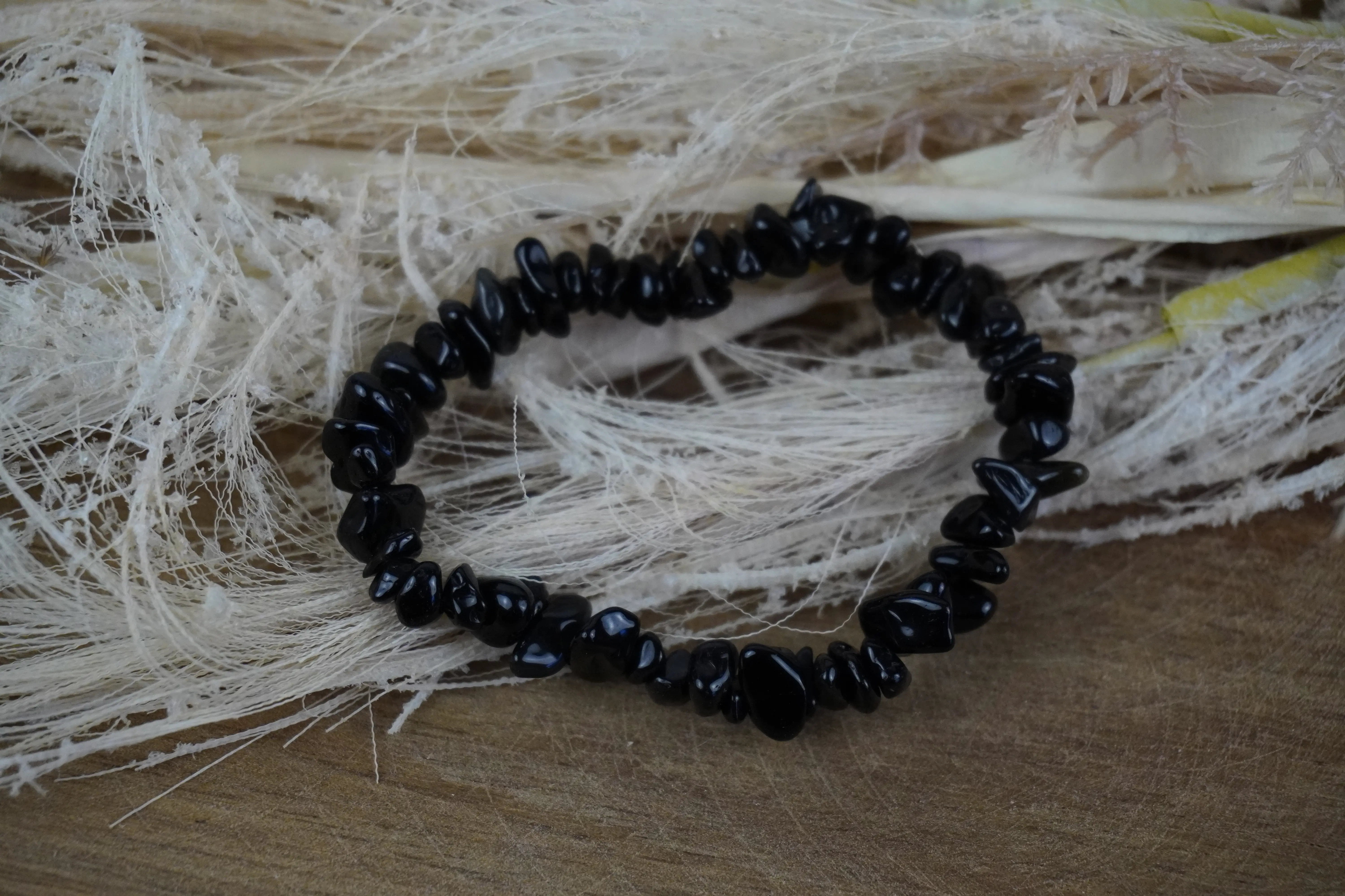 Strongful Schwarzer Achat Splitterarmband